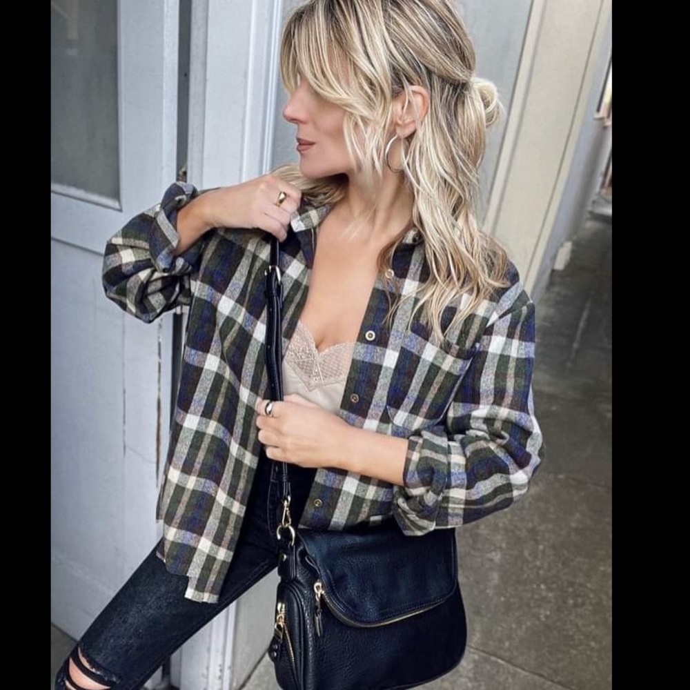 - Jayce Cotton Distressed Plaid Button Down
